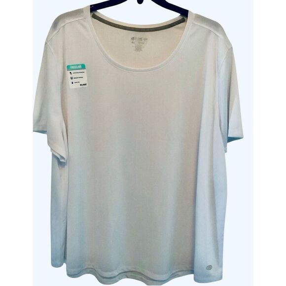 Reel Legends Womens 4X Permormance Round Neck Top SHORT-SLEEVE Bright White - Picture 1 of 6